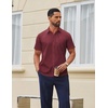 COOFANDY Men Button Down Shirt Short Sleeve Casual Shirts Printed Dress Shirt with Pocket(Wine Red-polka Dots)
