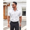 COOFANDY Men’s Button Down Shirt Short Sleeve Dress Shirt Casual Beach Summer Wedding Shirt(White – Irregular Lines)