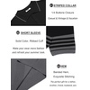 COOFANDY Men’s Knit Polo Shirts Casual Short Sleeve Button Down Shirts Crochet Classic Golf Polo Collared Shirts(Black With Grey Stripes)