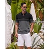 COOFANDY Men’s Knit Polo Shirts Casual Short Sleeve Button Down Shirts Crochet Classic Golf Polo Collared Shirts(Black With Grey Stripes)