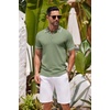 COOFANDY Men’s Knit Polo Shirts Casual Short Sleeve Button Down Shirts Crochet Classic Golf Polo Collared Shirts(Light Green)