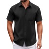 COOFANDY Men Button Down Shirt Short Sleeve Casual Shirts Printed Dress Shirt with Pocket(A-black)