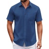 COOFANDY Men Button Down Shirt Short Sleeve Casual Shirts Printed Dress Shirt with Pocket(Blue White Star)