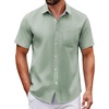 COOFANDY Men Button Down Shirt Short Sleeve Casual Shirts Printed Dress Shirt with Pocket(Light Green-flower)