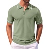 COOFANDY Men’s Knit Polo Shirts Casual Short Sleeve Button Down Shirts Crochet Classic Golf Polo Collared Shirts(Light Green)
