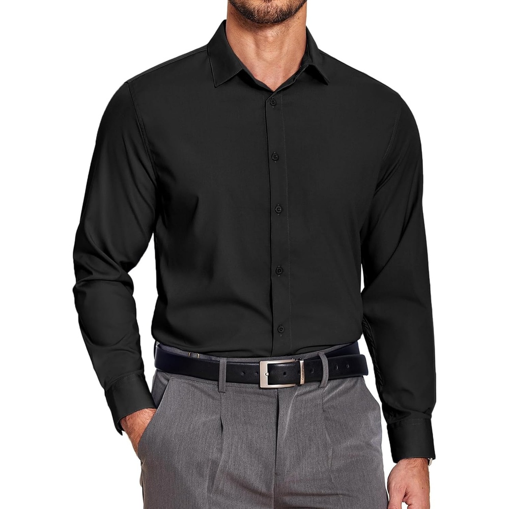 image:imageCOOFANDY Mens Slim Fit Business Dress Shirts Wrinkle Free Long Sleeve Button Up Shirts Solid Formal Dress Shirt
