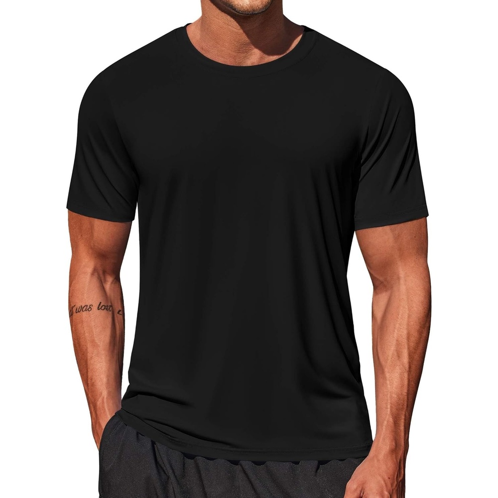 image:imageCOOFANDY Mens Swim Shirt Short Sleeve UPF 50 Sun Shirt Rash Guard TShirts Quick Dry Beach Shirts BreathableBlack