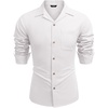 COOFANDY Men Beach Shirts Casual Cotton Linen Long Sleeve Regular Fit Yoga Shirts White