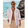 COOFANDY Men Beach Shirts Casual Cotton Linen Long Sleeve Regular Fit Yoga Shirts White