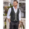 COOFANDY Men’s Business Suit Vest Layered Plaid Dress Vest Waistcoat for Wedding,Party
