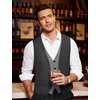 COOFANDY Men’s Business Suit Vest Layered Plaid Dress Vest Waistcoat for Wedding,Party