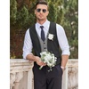 COOFANDY Men’s Business Suit Vest Layered Plaid Dress Vest Waistcoat for Wedding,Party
