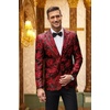 COOFANDY Men’s Floral Tuxedo Jacket Rose Embroidered Suit Jacket Wedding Prom Dinner Party Blazer