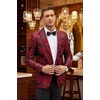 COOFANDY Men’s Floral Tuxedo Jacket Rose Embroidered Suit Jacket Wedding Prom Dinner Party Blazer