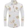 COOFANDY Men’s Luxury Design Shirts Latin Mardi Gras Dress Shirts Big and Tall White Flower