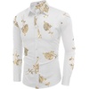 COOFANDY Men’s Luxury Design Shirts Latin Mardi Gras Dress Shirts Big and Tall White Flower