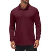COOFANDY Mens Polo Shirt Long Sleeve Golf Shirt Lightweight UPF 50+ Sun Protection Quick Dry Moisture Wicking Collared Shirt(Wine Red)