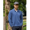 COOFANDY Men’s Quarter Zip Pullover Lightweight Mock Neck Sweatshirt Casual Long Sleeve Polo Shirts(Blue)