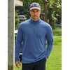 COOFANDY Men’s Quarter Zip Pullover Lightweight Mock Neck Sweatshirt Casual Long Sleeve Polo Shirts(Blue)