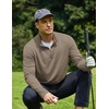 COOFANDY Men’s Quarter Zip Pullover Lightweight Mock Neck Sweatshirt Casual Long Sleeve Polo Shirts(Khaki)