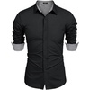 COOFANDY Men’s Stretch Wrinkle-Free Dress Shirts Long Sleeve Button Down Casual Cotton Shirt Black