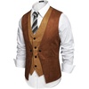 COOFANDY Men’s Suede Leather Vest Layered Style Dress Vest Waistcoat, Brown, Large