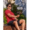COOFANDY Men’s Swim Shirt Short Sleeve UPF 50+ Sun Shirt Rash Guard T-Shirts Quick Dry Beach Shirts Breathable(Red)