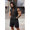 COOFANDY Men’s Workout Hooded Tank Tops 2 Pack Zip Up Sleeveless Gym Shirts Muscle Cut Off T Shirt Bodybuilding Hoodies(Black(1pcs))