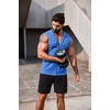 COOFANDY Men’s Workout Hooded Tank Tops 2 Pack Zip Up Sleeveless Gym Shirts Muscle Cut Off T Shirt Bodybuilding Hoodies(Blue(1pcs))