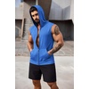 COOFANDY Men’s Workout Hooded Tank Tops 2 Pack Zip Up Sleeveless Gym Shirts Muscle Cut Off T Shirt Bodybuilding Hoodies(Blue(1pcs))