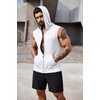 COOFANDY Men’s Workout Hooded Tank Tops 2 Pack Zip Up Sleeveless Gym Shirts Muscle Cut Off T Shirt Bodybuilding Hoodies(White(1pcs))