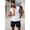 COOFANDY Men’s Workout Hooded Tank Tops 2 Pack Zip Up Sleeveless Gym Shirts Muscle Cut Off T Shirt Bodybuilding Hoodies(White(1pcs))