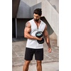 COOFANDY Men’s Workout Hooded Tank Tops 2 Pack Zip Up Sleeveless Gym Shirts Muscle Cut Off T Shirt Bodybuilding Hoodies(White(1pcs))