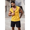 COOFANDY Men’s Workout Hooded Tank Tops 2 Pack Zip Up Sleeveless Gym Shirts Muscle Cut Off T Shirt Bodybuilding Hoodies(Yellow(1pcs))