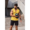 COOFANDY Men’s Workout Hooded Tank Tops 2 Pack Zip Up Sleeveless Gym Shirts Muscle Cut Off T Shirt Bodybuilding Hoodies(Yellow(1pcs))