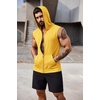 COOFANDY Men’s Workout Hooded Tank Tops 2 Pack Zip Up Sleeveless Gym Shirts Muscle Cut Off T Shirt Bodybuilding Hoodies(Yellow(1pcs))