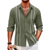 COOFANDY Mens Cuban Guayabera Shirt Casual Button Down Shirts Long Sleeve Summer Beach Shirts(Army Green-white Webbing)