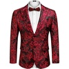 COOFANDY Men’s Floral Tuxedo Jacket Rose Embroidered Suit Jacket Wedding Prom Dinner Party Blazer