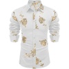 COOFANDY Men’s Luxury Design Shirts Latin Mardi Gras Dress Shirts Big and Tall White Flower
