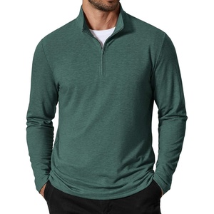 COOFANDY Men’s Quarter Zip Pullover Lightweight Mock Neck Sweatshirt Casual Long Sleeve Polo Shirts(Green)
