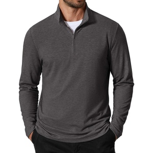 COOFANDY Men’s Quarter Zip Pullover Lightweight Mock Neck Sweatshirt Casual Long Sleeve Polo Shirts(Grey)