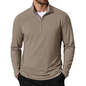 COOFANDY Men’s Quarter Zip Pullover Lightweight Mock Neck Sweatshirt Casual Long Sleeve Polo Shirts(Khaki)