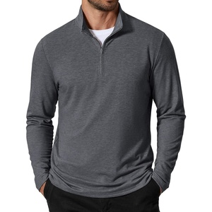COOFANDY Men’s Quarter Zip Pullover Lightweight Mock Neck Sweatshirt Casual Long Sleeve Polo Shirts(Light Grey)