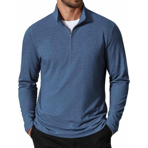 COOFANDY Men’s Quarter Zip Pullover Lightweight Mock Neck Sweatshirt Casual Long Sleeve Polo Shirts(Navy)