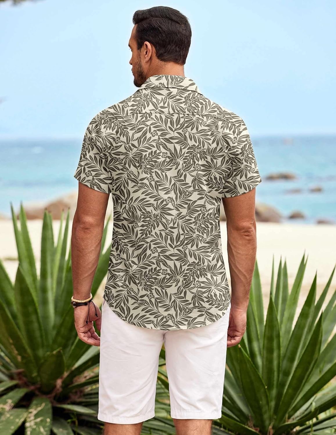image:imageCOOFANDY Mens Hawaiian Shirt Short Sleeve Button Down Shirts Tropical Summer Beach Shirts Casual Floral Aloha ShirtsLight Yellow Leaves