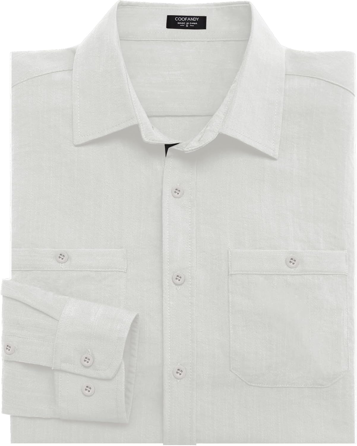 image:imageCOOFANDY Mens Linen Shirt Long Sleeve Button Up Shirt Casual Shirt for Men Winter Wedding Shirt White