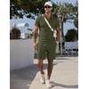 COOFANDY Men Short Sets 2 Piece Outfits Casual Quarter Zip Polo Shorts Sets Textured Summer Outfits Fashion Tracksuit Golf(Army Green)