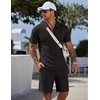 COOFANDY Men Short Sets 2 Piece Outfits Casual Quarter Zip Polo Shorts Sets Textured Summer Outfits Fashion Tracksuit Golf(Black)