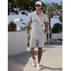COOFANDY Men Short Sets 2 Piece Outfits Casual Quarter Zip Polo Shorts Sets Textured Summer Outfits Fashion Tracksuit Golf(Light Ash Gray)
