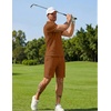COOFANDY Men Short Sets 2 Piece Outfits Casual Quarter Zip Polo Shorts Sets Textured Summer Outfits Fashion Tracksuit Golf(Light Brown)